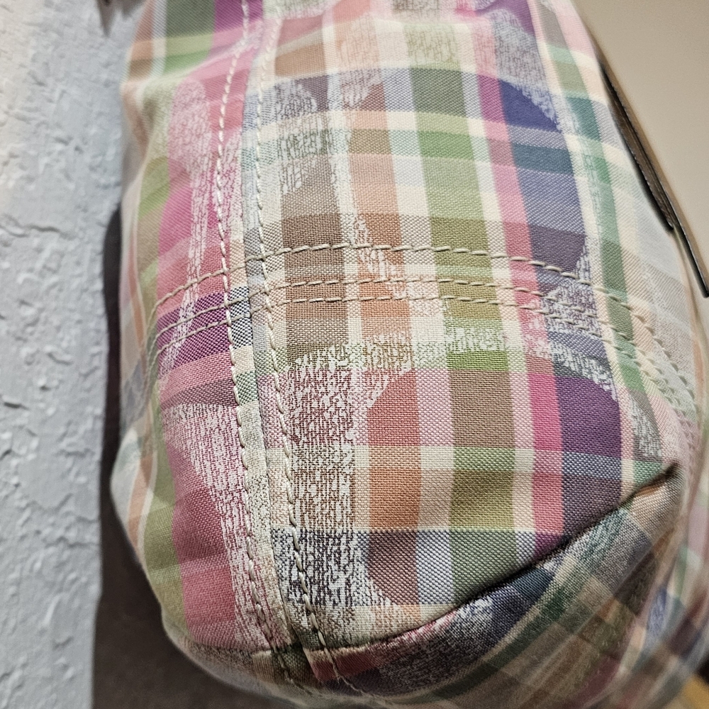 WOMEN'S G.U. RETIRED COACH MADRAS  MULTI PLAID SHOULDER BAG - Picture 6 of 14